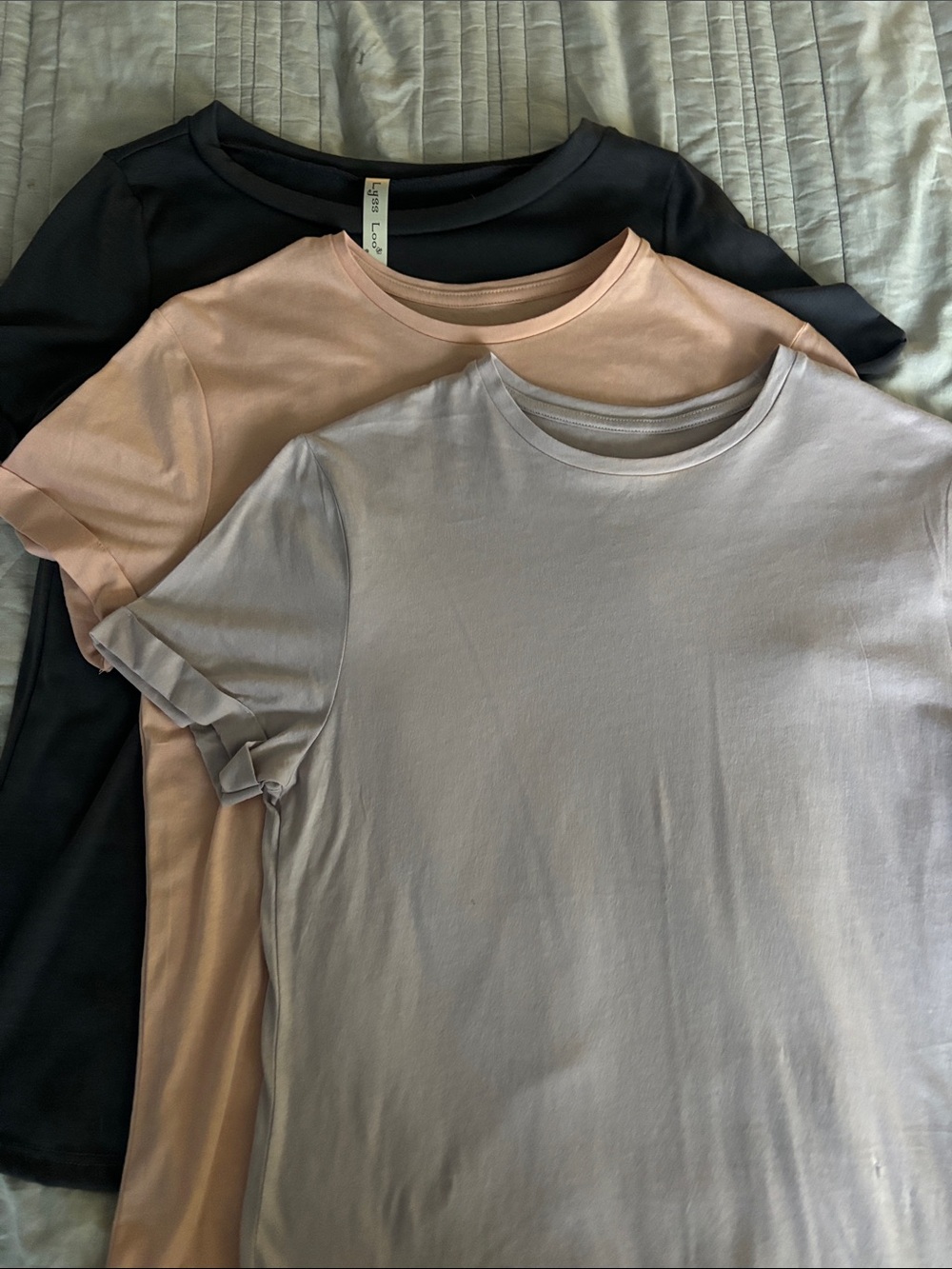 a new day Short Sleeve Crewneck Tee Set - Black, Blush, Light Purple